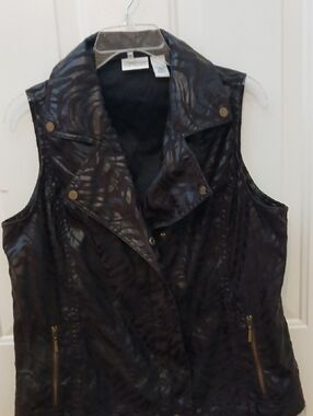 Chico's Zenergy Sleeveless Faux-Leather Moto Vest in Dark Brown/ Espresso Size 2